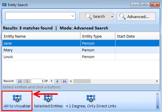 Entity Search Matches Found Entity Search Matches Found